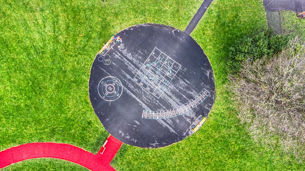 primary school playground drone image