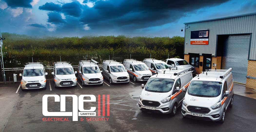 Drone commercial image of CNE vans